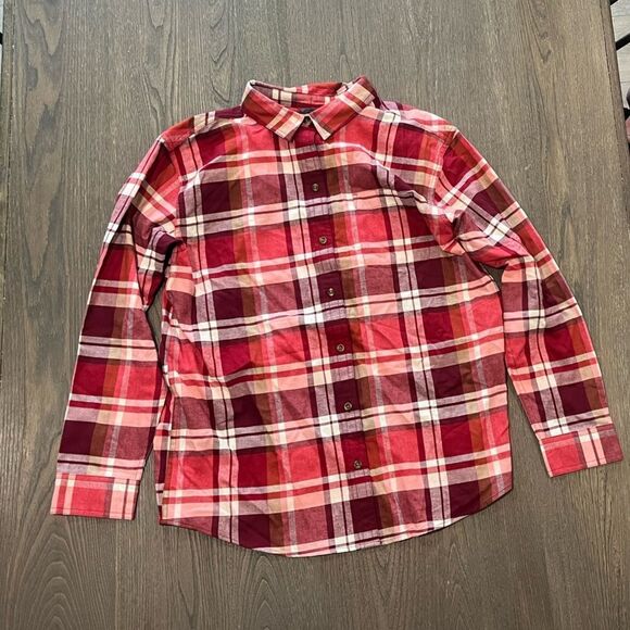 NWOT Eddie Bauer Pink Red Plaid Long Sleeve Button Down Shirt Size M - Picture 1 of 5